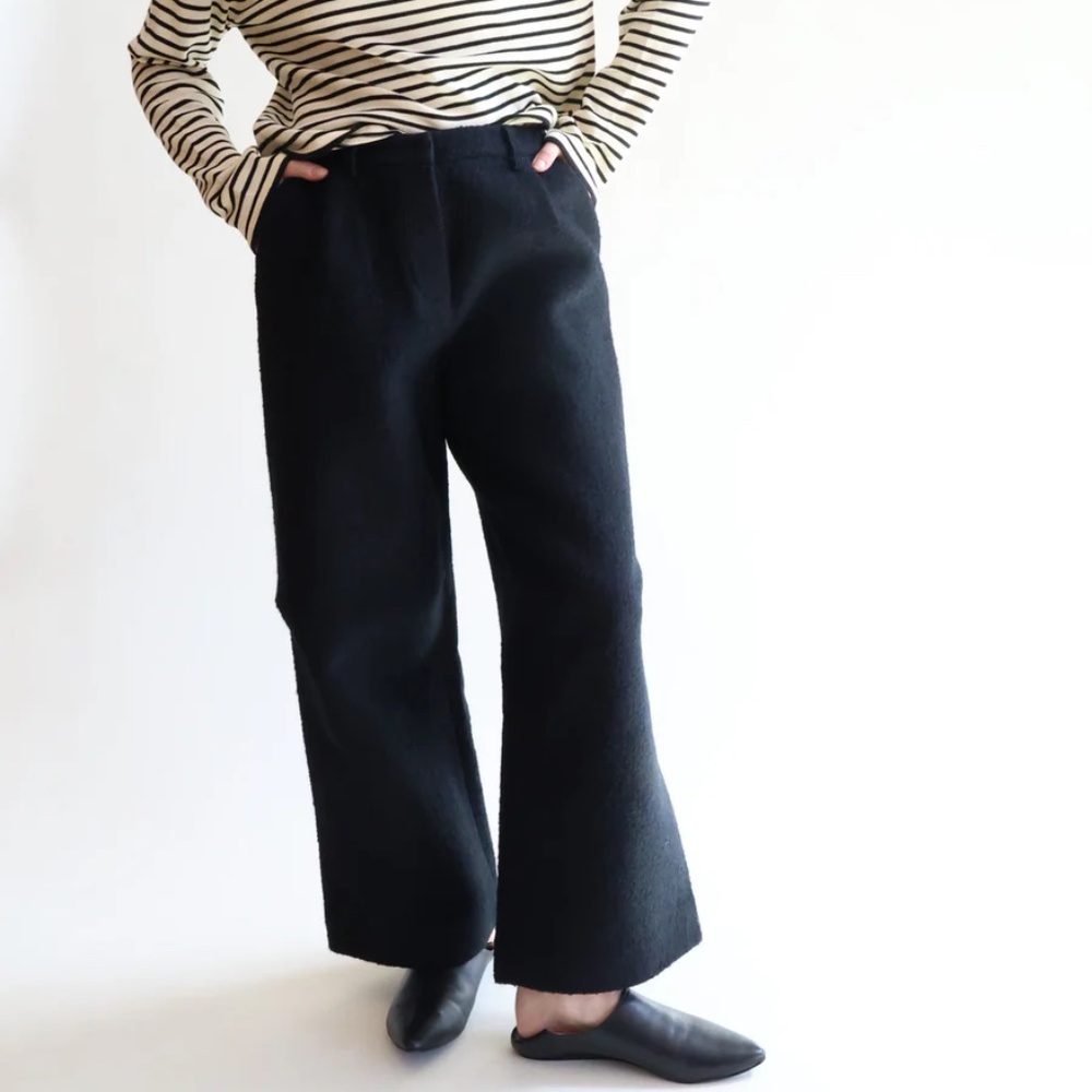 DEIJI STUDIOS The Boiled Wool Pant In Black Trouser Lined Organic Cotton M / L